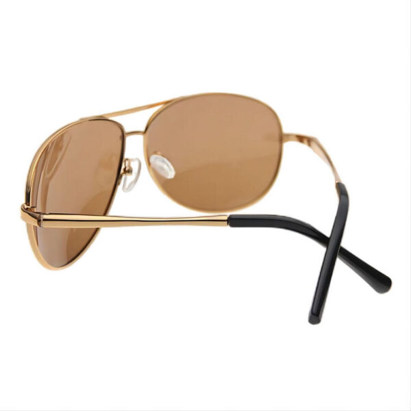 Double-Bridge Metal Pilot Sunglasses Gold-Tone/Polarized Brown