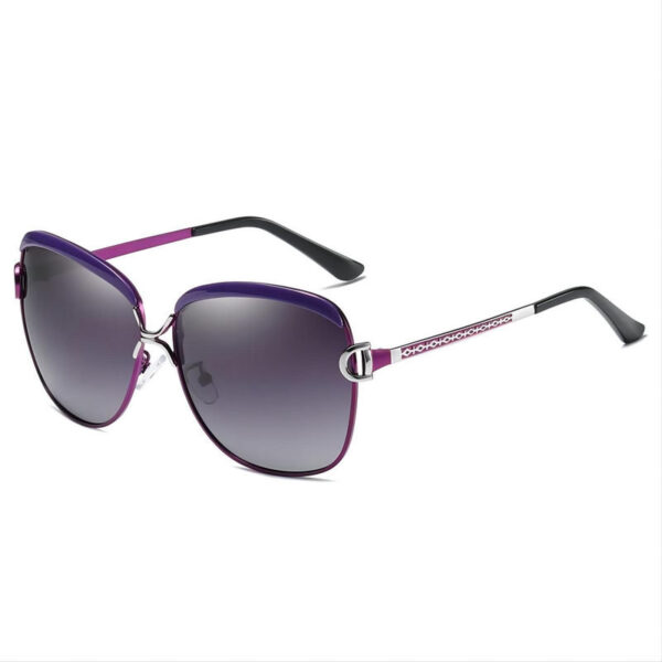 Fashion Gradient Oversized Sunglasses Purple Metal Acetate Frame Polarized Lens