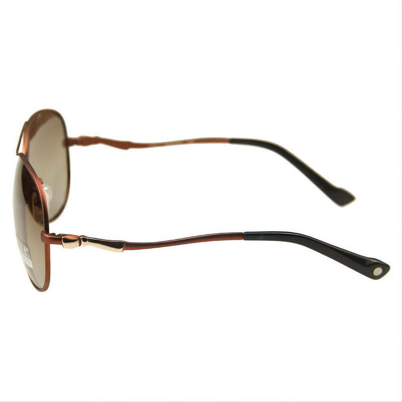 Female Classic Polarized Pilot Sunglasses Coffee Bowknot Detail Metal Frame