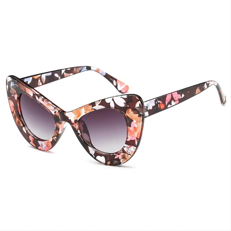 Floral Retro Oversized Cat Eye Sunglasses Acetate Frame For Women