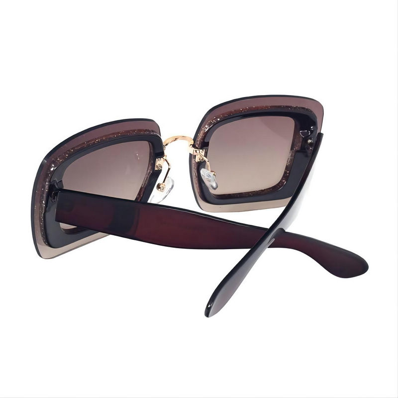 Glittering Oversized Square Sunglasses Coffee/Gradient Brown