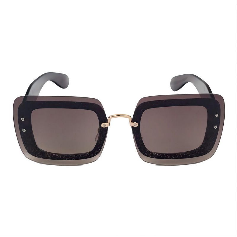 Glittering Oversized Square Sunglasses Gradient Brown Lens