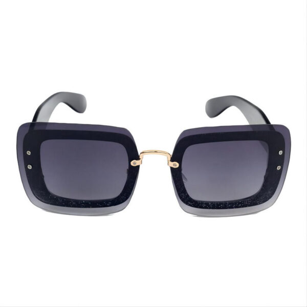 Glittering Oversized Square Sunglasses Gradient Grey Lens