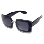 Glittering Oversized Square Sunglasses Shiny Black Frame Gradient Lens