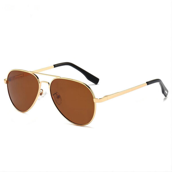 Gold-Tone/Brown Kids Polarized Pilot Sunglasses Metal Frame UV Protection