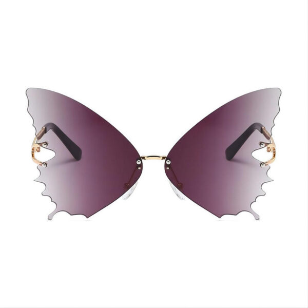 Gradient Oversized Butterfly Sunglasses Gold-Tone/Grey