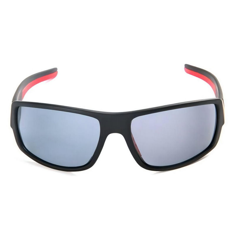 HD Polarized Sports Sunglasses Black Red Wrap Plastic Frame