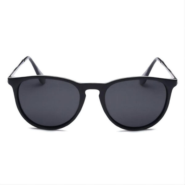 Keyhole Bridge Polarized Sunglasses All Black Acetate Square Frame