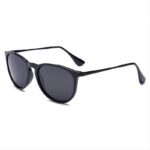 Keyhole Bridge Polarized Sunglasses Black Acetate Square Frame Grey Lens