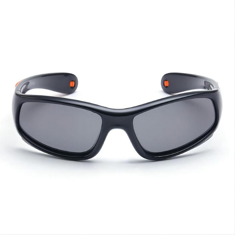 Kids Polarized Sports Sunglasses All Black Silicone Frame Grey Lens