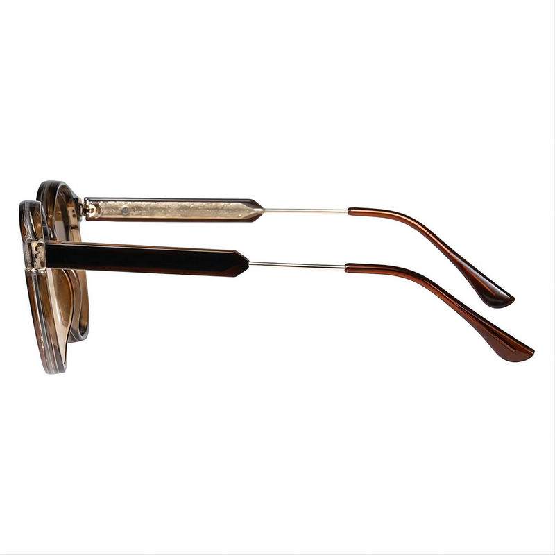 Ladies Retro Round Keyhole Sunglasses Brown/Brown