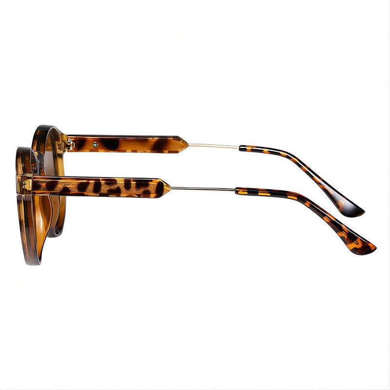 Ladies Retro Round Keyhole Sunglasses Tortoiseshell/Brown