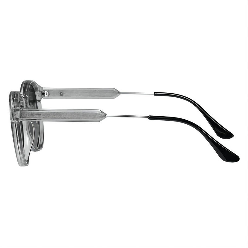 Ladies Retro Round Keyhole Sunglasses Transparent Grey/Gray