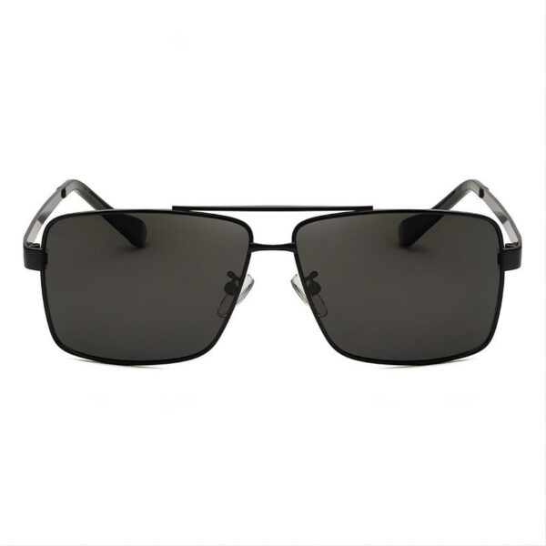 Mens Metal Square Pilot Sunglasses Polarized Lens For Driving Black/Grey