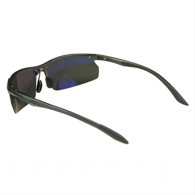 Mens Polarized Rectangle Rimless Sunglasses Gun Grey Aluminum Frame