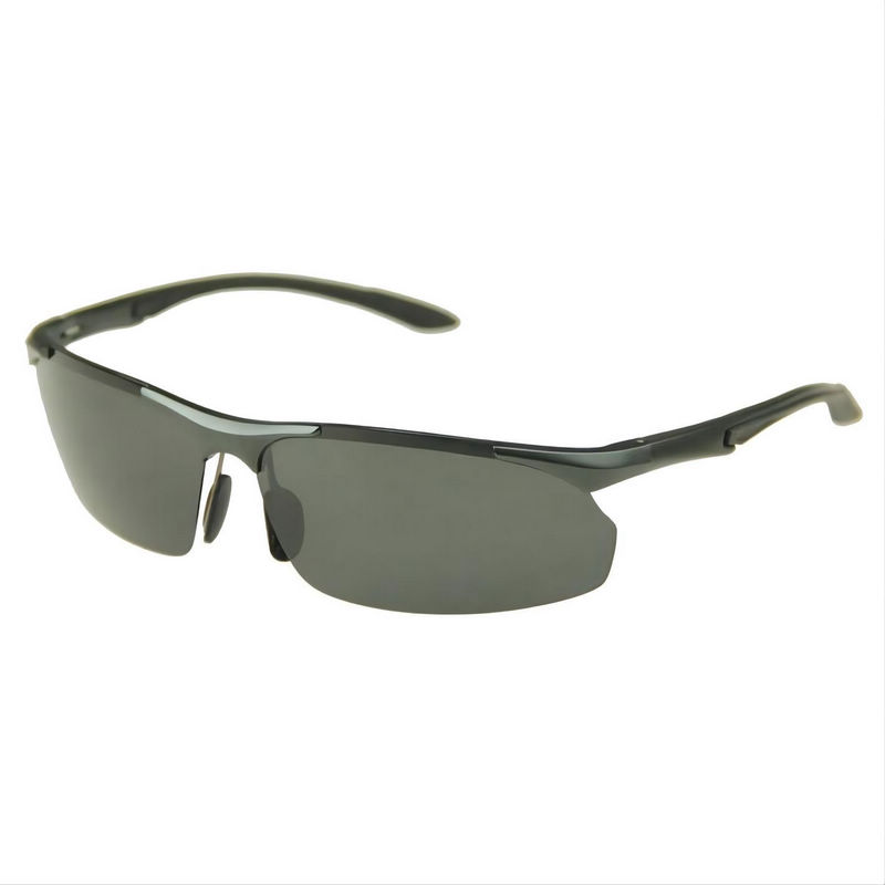 Mens Polarized Rectangle Rimless Sunglasses Gun Grey Frame Gray Lens