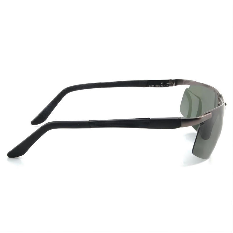 Metal Half-Rim Polarized Fishing Sunglasses For Men Gun Grey/Green