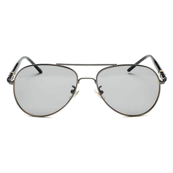 Metal Pilot-Style Polarized Photochromic Sunglasses For Men Gun Grey/Gray