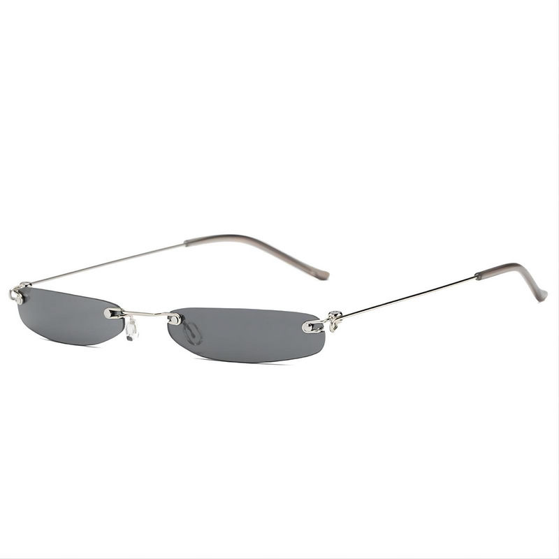 Micro Narrow-Shaped Rimless Sunglasses Grey