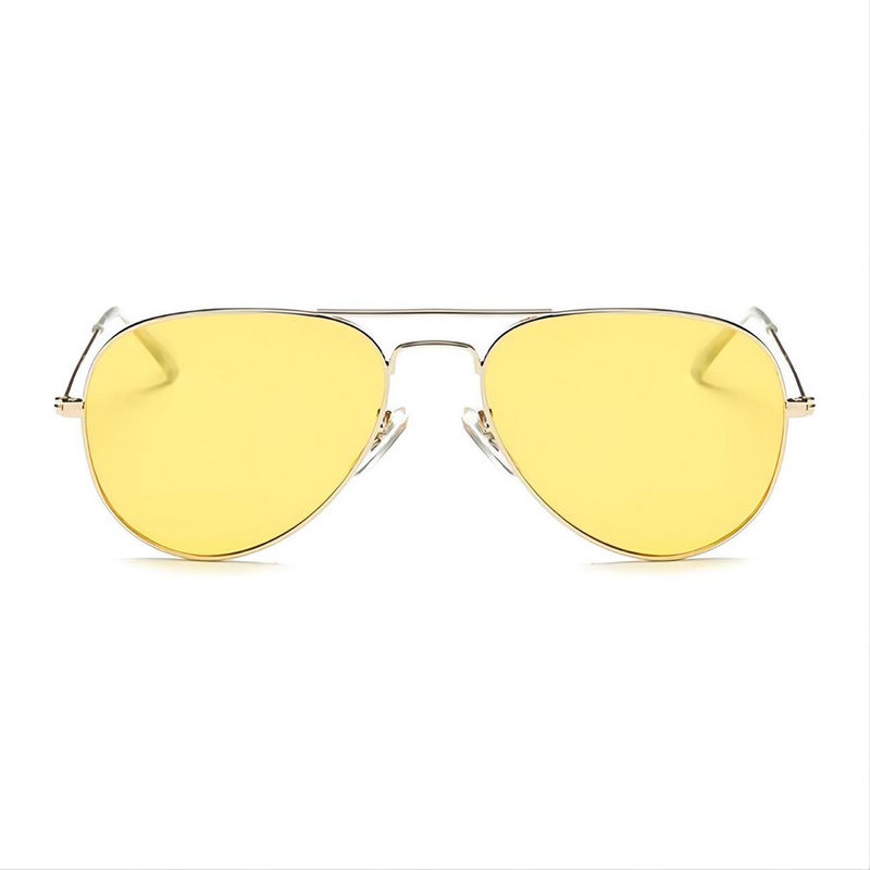 Military Polarized Pilot Sunglasses Metal Frame Gold/Yellow