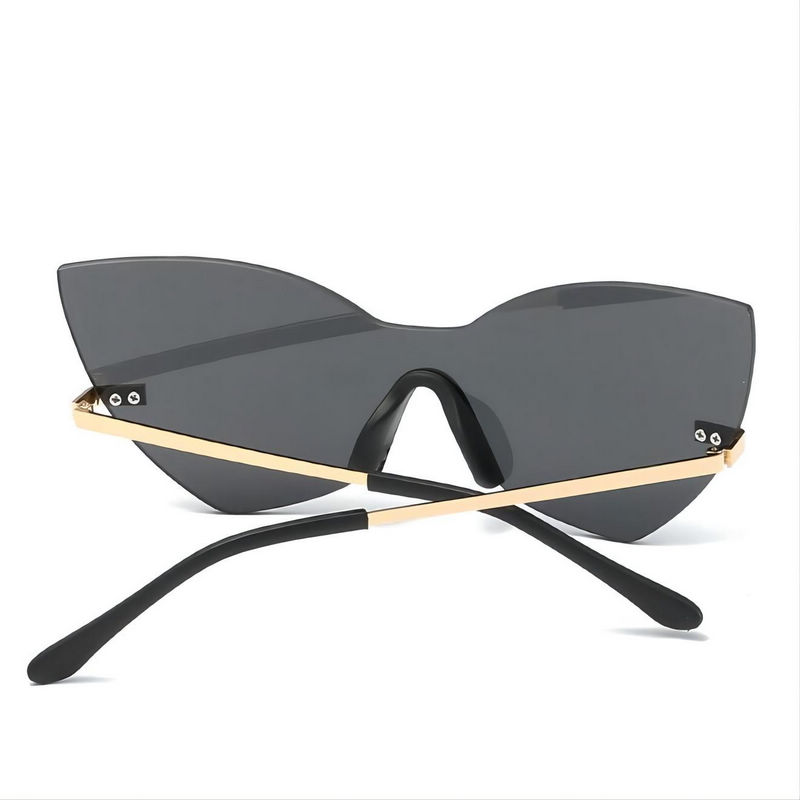 Oversized Cat-Eye Shield Sunglasses Gold-Tone Metal Arms