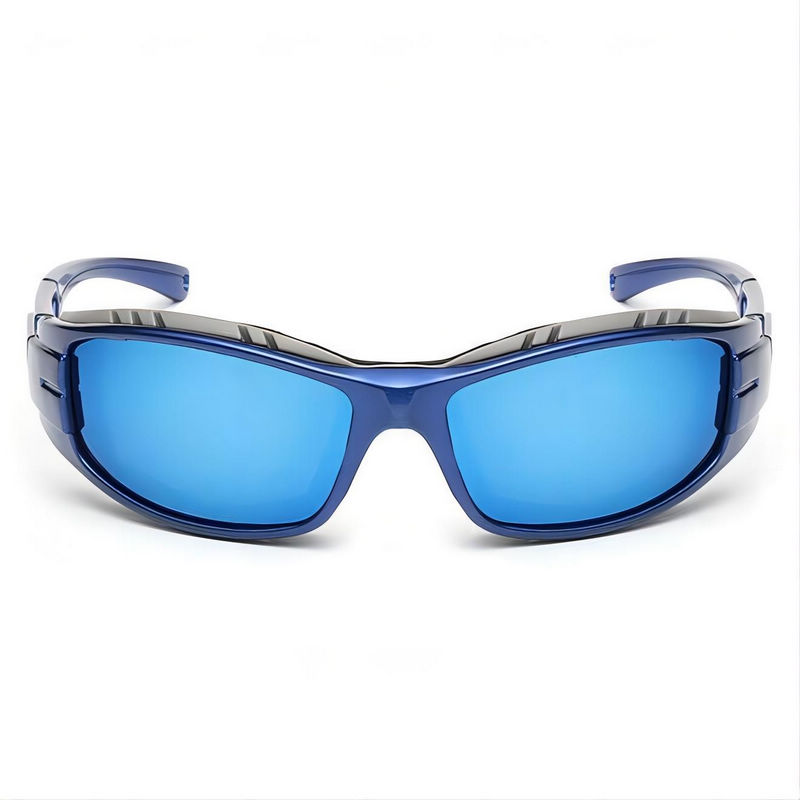 Padded Wrap-Around Cycling Sunglasses Polarized Lens Blue/Mirror Blue