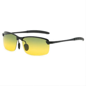 Polarized Lens Rimless Day & Night Driving Glasses Black/Yellow Green