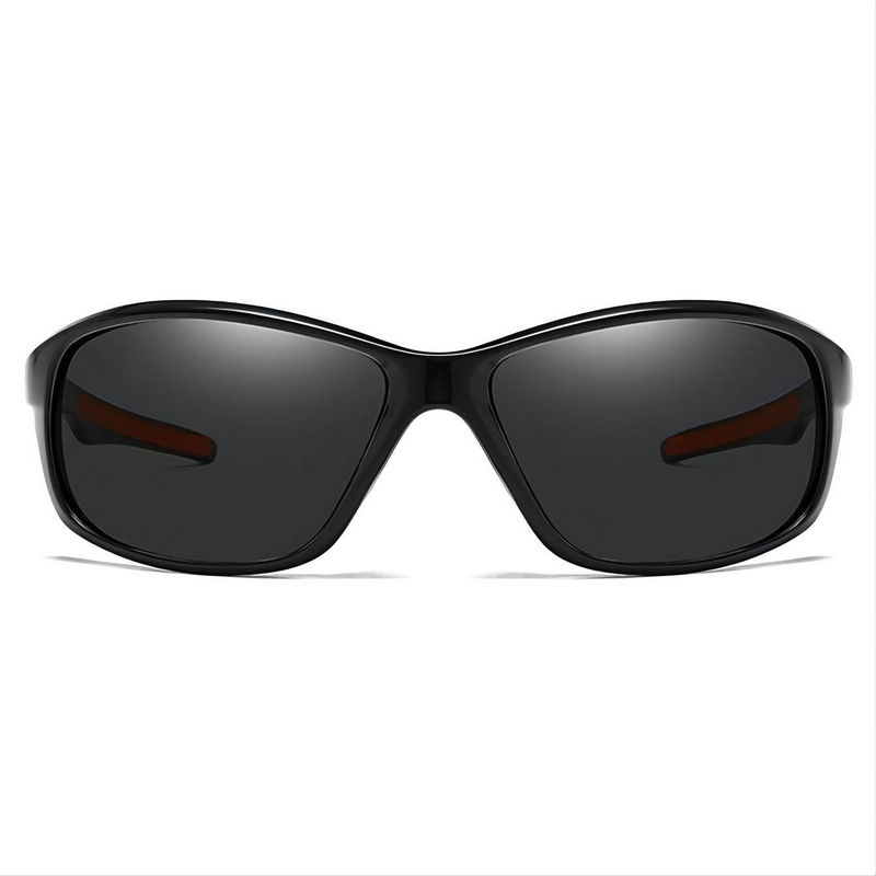 Polarized Wrap-Around Riding Sunglasses For Men/Women Black Frame Grey Lens