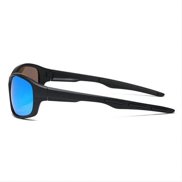 Polarized Wrap-Around Riding Sunglasses For Men/Women Black/Mirror Blue