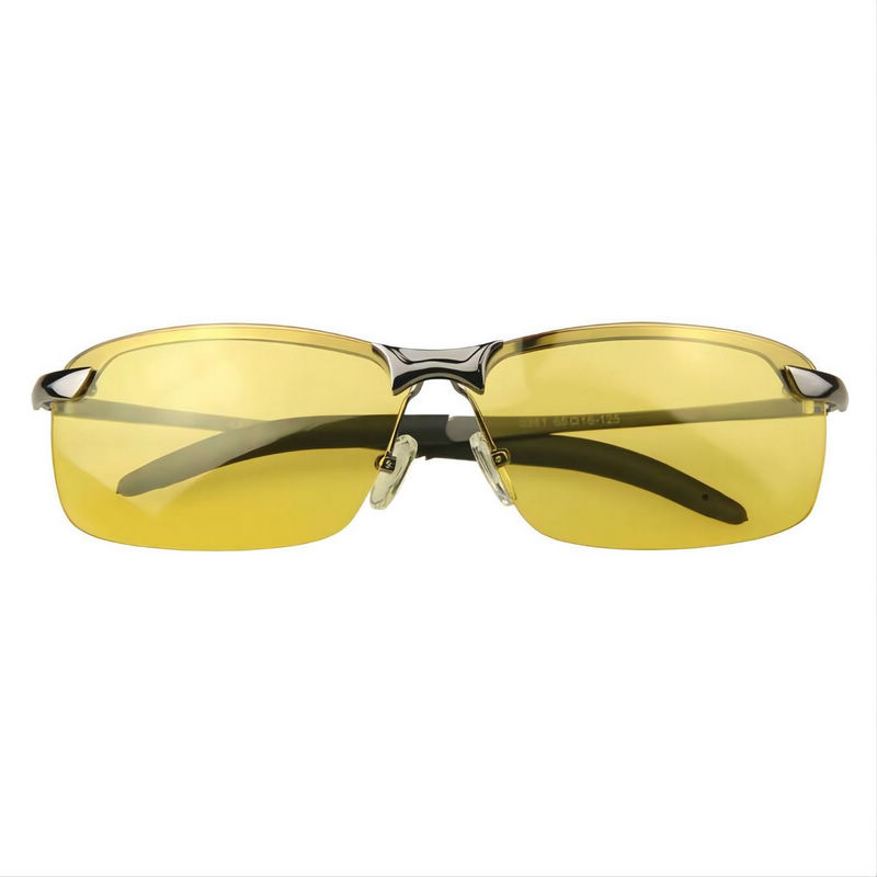 Polarized Yellow Night Vision Driving Glasses Semi-Rimless Gun Grey
