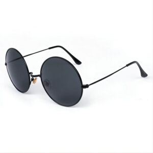 Retro Metal Circle-Frame Oversized Sunglasses All Black