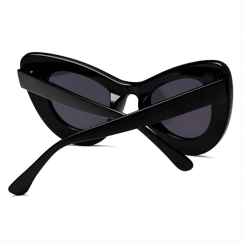 Retro Oversized Cat Eye Sunglasses Acetate Frame Black/Grey For Women