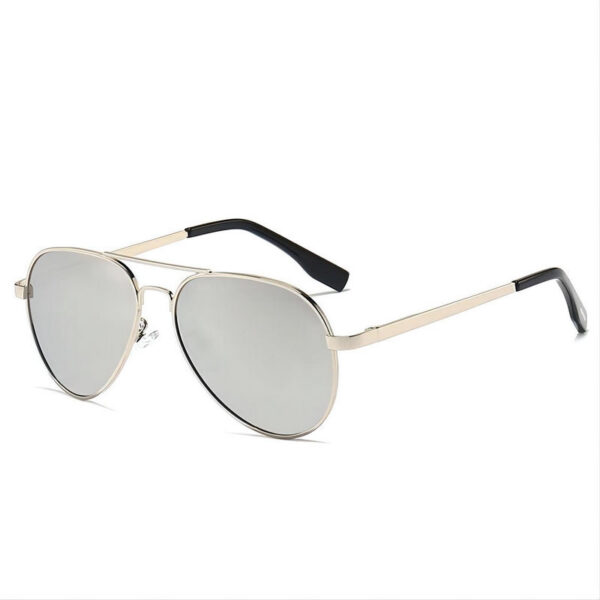 Silver-Tone/Mirror White Kids Polarized Pilot Sunglasses Metal Frame UV Protection