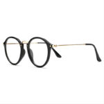 Slim Round-Frame Acetate Glasses Optical Frames Black