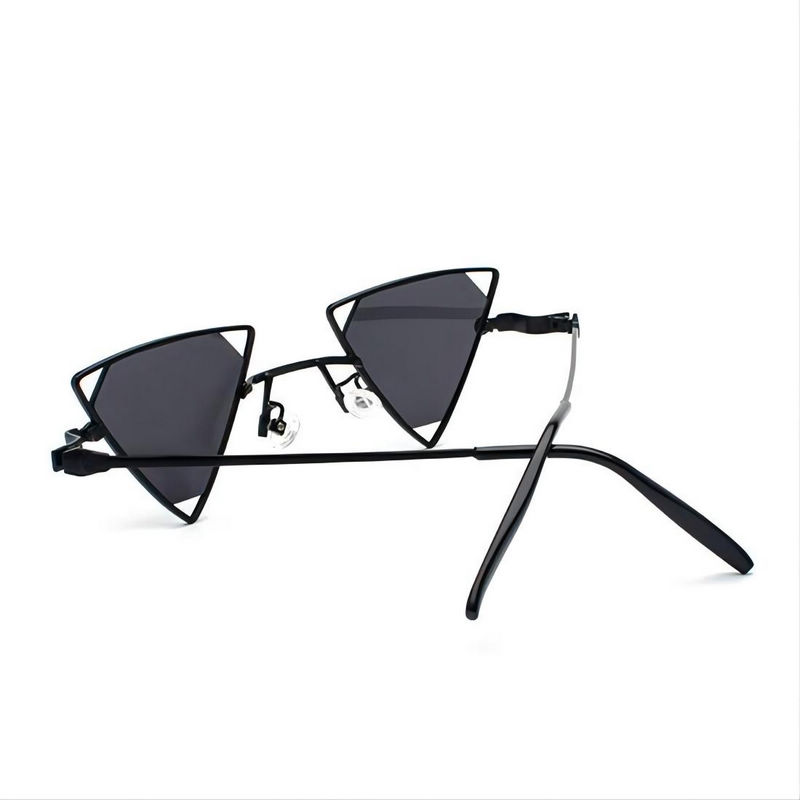 All Black Steampunk Funny Triangle Sunglasses Metal Frame Pentagonal Lens