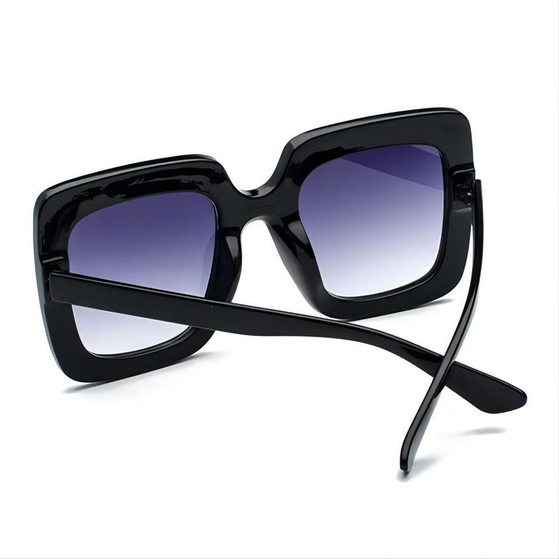 Bling Diamond-Embellished Oversized Square Sunglasses Black/Gradient Grey