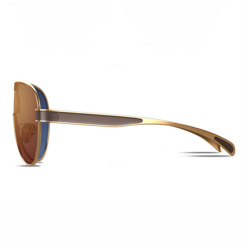 Brown Men's Polarized Shield Sunglasses Metallic Frame