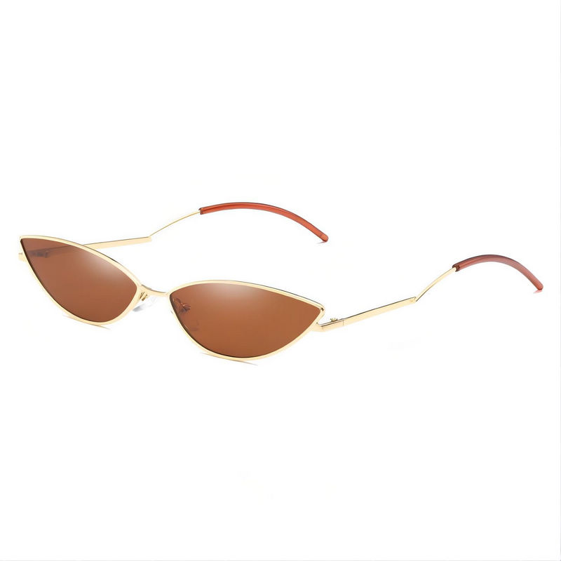 Cat-Eye Inverted Triangle Sunglasses Gold-Tone/Brown
