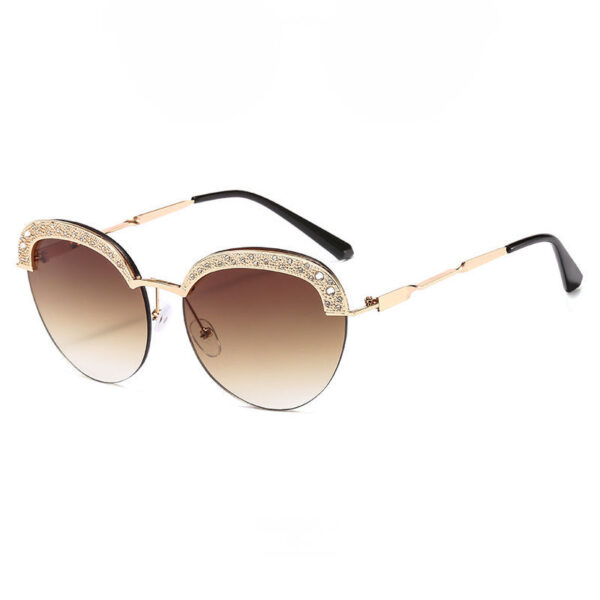 Crystal-Embellished Half-Rim Cat-Eye Sunglasses Gold-Tone/Brown