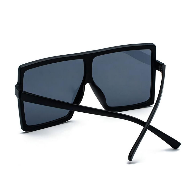 Flat Top Oversized Sunglasses Acetate Frame Matte Black/Grey