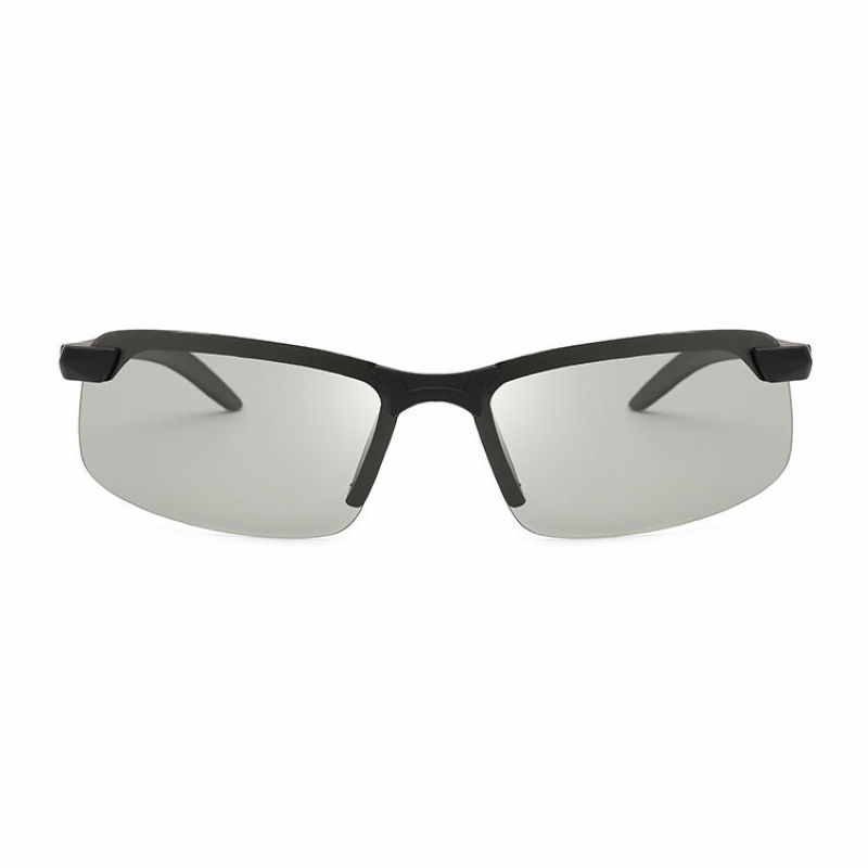 Frameless Polarized Photochromic Sunglasses Black Arms/Light-Adaptive Lens