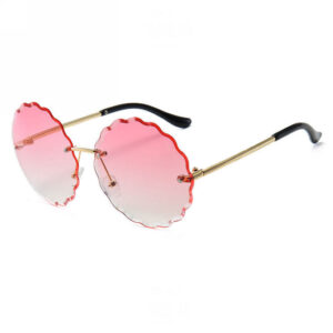 Gradient Pink Frameless Scalloped Sunglasses Round-Shape