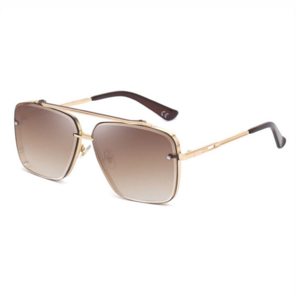 Gradient Square Pilot Sunglasses Metal Double-Bridge Gold-Tone/Brown