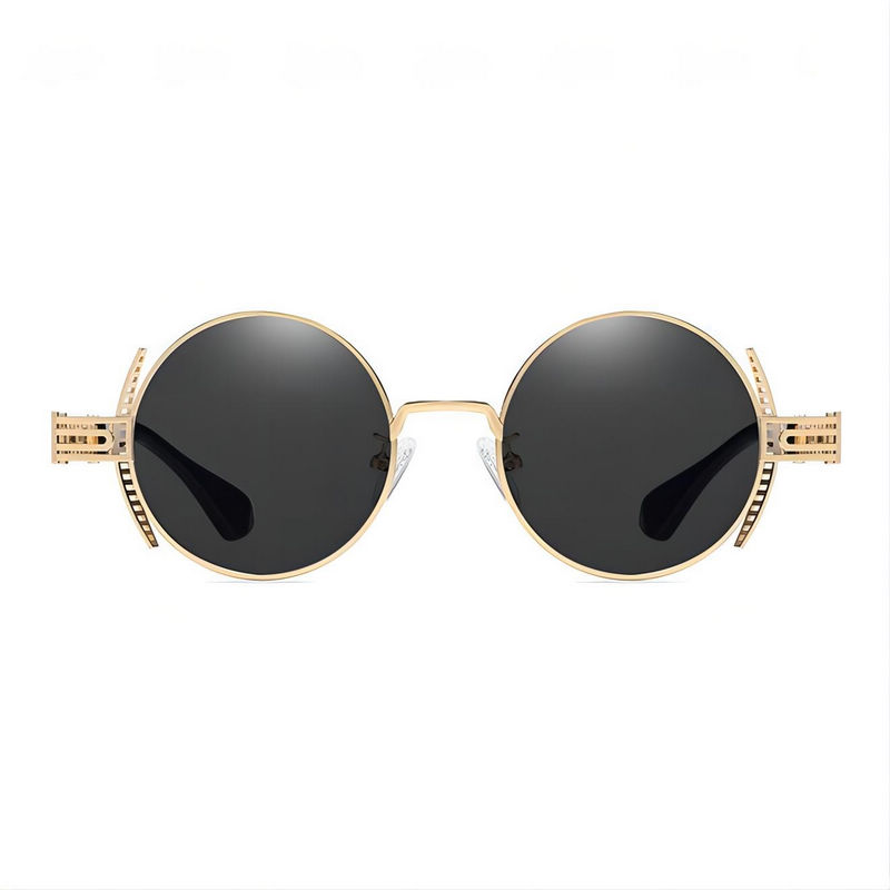 John Lennon Steampunk Round Metal Sunglasses Gold Frame Grey Lens