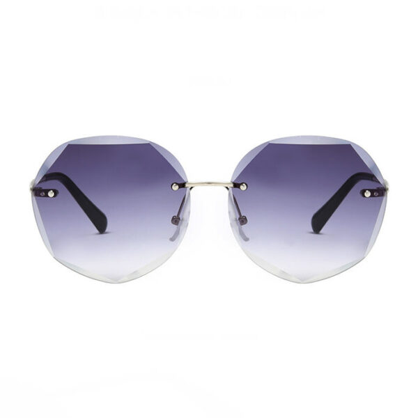 Rimless Geometric Heptagonal Sunglasses Silver-Tone/Gradient Grey