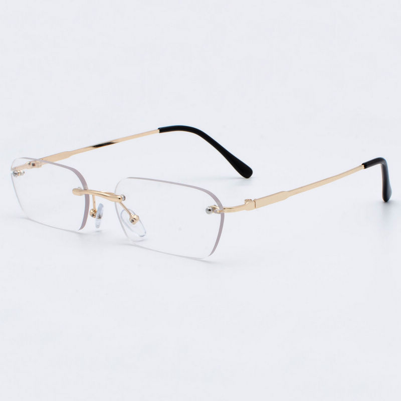 Small Narrow Rectangle Rimless Plain Glasses Clear