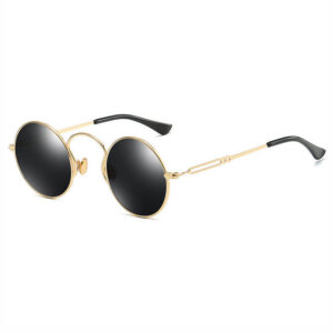 Small Retro Round Metal Polarized Sunglasses Gold-Tone/Grey