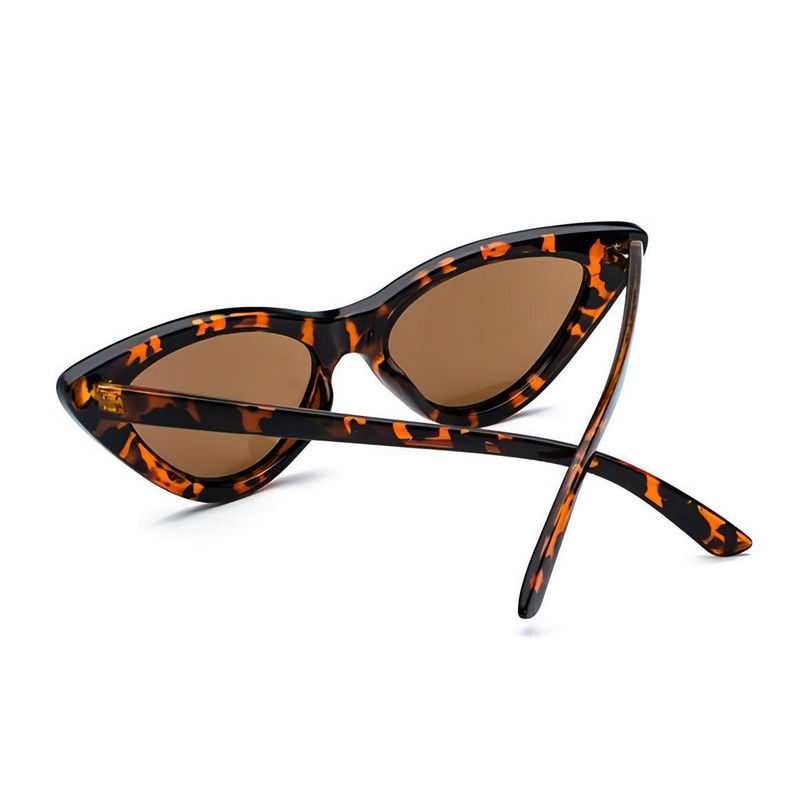 Small Vintage Cat-Eye Acetate Sunglasses Leopard Frame