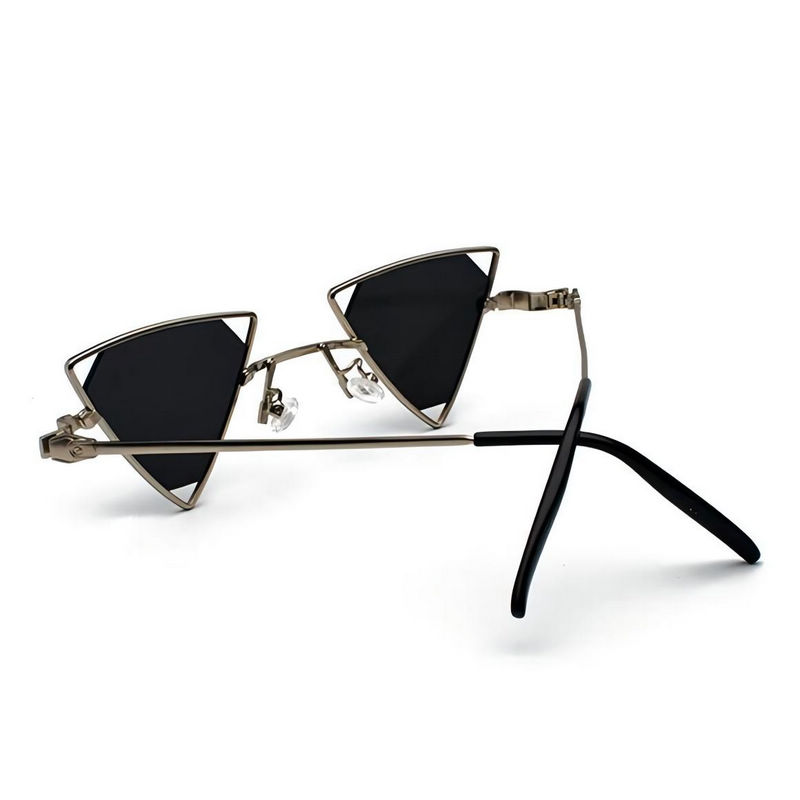 Steampunk Funny Triangle Sunglasses Silver-Tone Metal Frame Pentagonal Lens