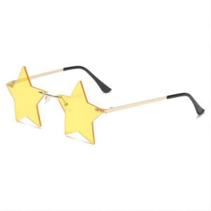Yellow Funny Rimless Star Shaped Sunglasses